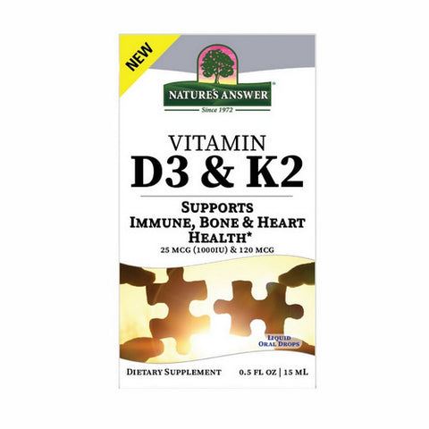 Nature's Answer, Vitamin D3 & K2 Drops, .5 Oz