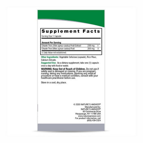 Nature's Answer, Chasteberry Vitex Angus-Castus, 400mg, 90 Veg Caps