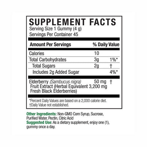 Nature's Answer, Sambucus Daily Gummies 2X Strength, 45 Count