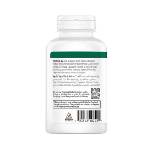 Kyolic, A.G.E. with Enzymes Formula 102, VEG, 200 CAP