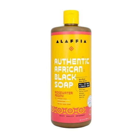 Alaffia, Rose Water Peony Authentic African Black Soap, 32 Oz
