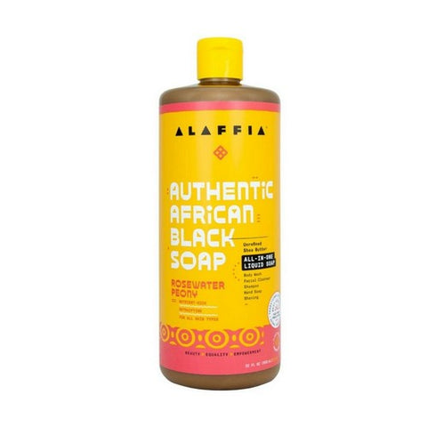 Alaffia, Rose Water Peony Authentic African Black Soap, 32 Oz
