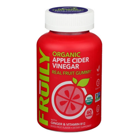 Fruily, Organic Apple Cider Vinegar with Ginger, 60 Gummies