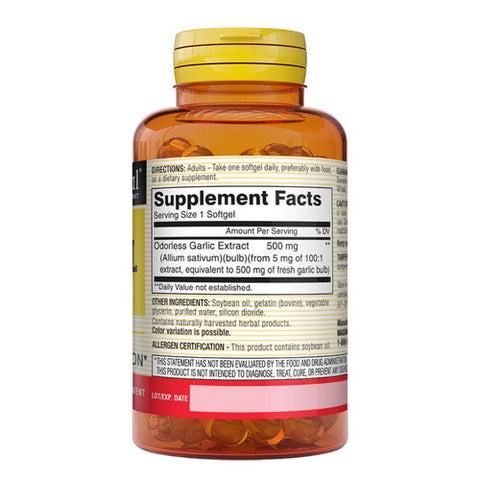 Mason, Garlic Oil, 500mg, Odorless 100 Soft Gels