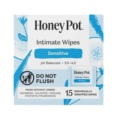 The Honey Pot, Sensitive Feminine Wipes, 15 Count