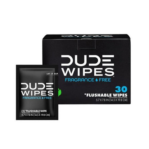 Dude Wipes, Disposable Individual Wet Wipes Travel Pack, 30 Count
