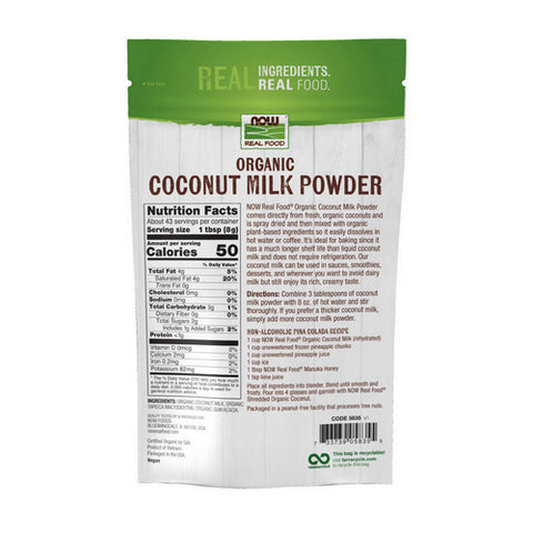 Now Foods, Organic Coconut Milk Powder, 12 Oz