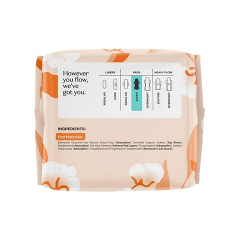 The Honey Pot, Organic Super Herbal-Infused Pads with Wings, 16 Count