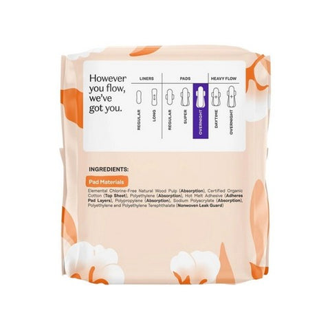 The Honey Pot, Organic Herbal-Infused Pads with Wings Overnight, 12 Count