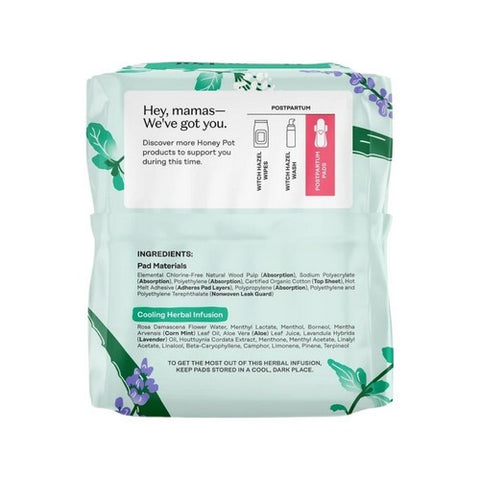 The Honey Pot, Organic Herbal-Infused Pads with Wings Post-Partum, 12 Count
