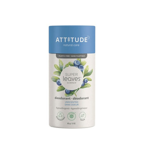 Attitude, Super Leaves Deodorant Unscented, 3 Oz