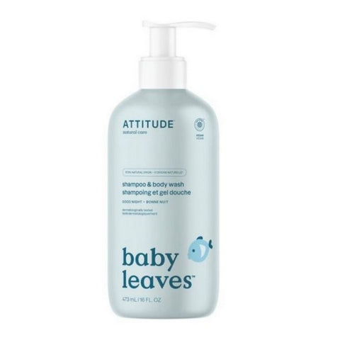 Attitude, Baby Leaves 2-in-1 Shampoo Night Almond Milk, 16 Oz