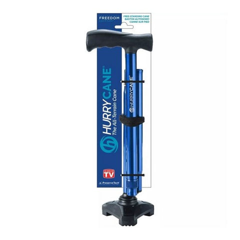 Drive Medical, HurryCane Freedom Folding Cane with T Handle Blue, 1 Count