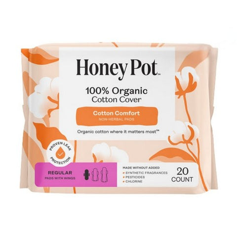 The Honey Pot, Organic Panty Liner with Wings, 20 Count