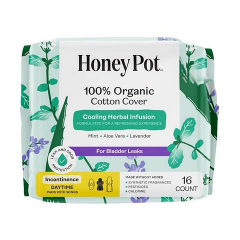 The Honey Pot, Orgnaic Incontinence Day pads, 16 Count