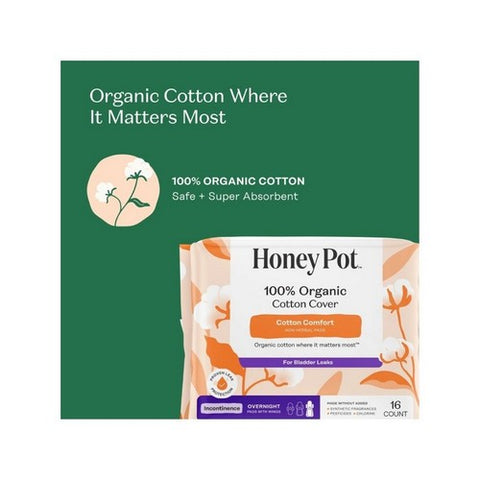 The Honey Pot, Organic Incontinence Night Pads, 16 Count