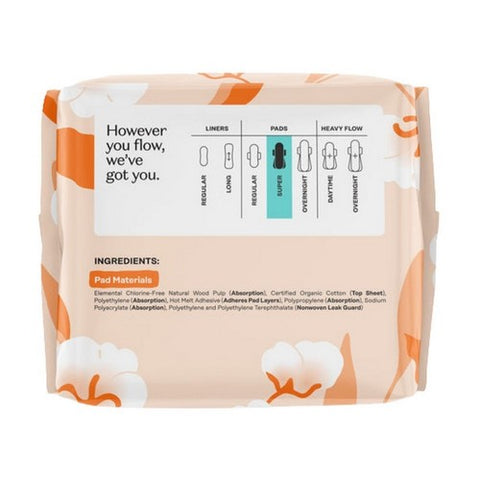 The Honey Pot, Organic Cotton Non-Herbal Super Pads, 16 Count