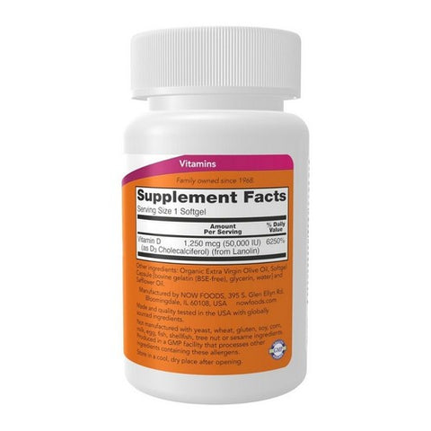 Now Foods, Vitamin D-3 50,000 IU, 50 Softgels