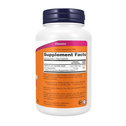 Now Foods, C-1000 Zinc Immune, 90 Veg Caps