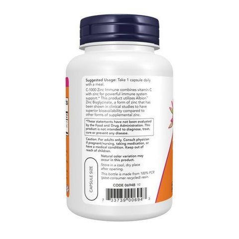 Now Foods, C-1000 Zinc Immune, 90 Veg Caps
