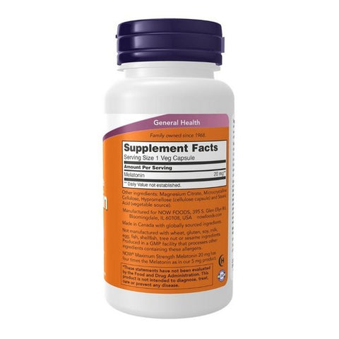 Now Foods, Melatonin Maximum Strength, 20 Mg, 90 Veg Caps
