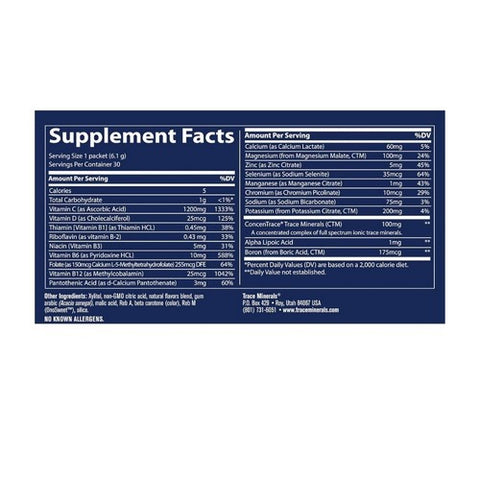 Trace Minerals, Electrolyte Stamina Power Pak Sugar Free, Orange Mango 30 Packets