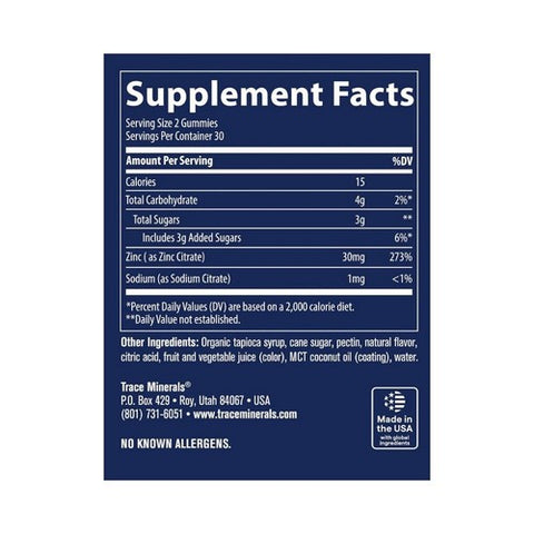 Trace Minerals, Zinc Elderberry, 60 Count