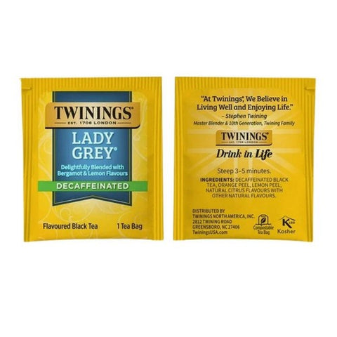 Twinings Tea, Decaffeinated Lady Grey Black Tea, 20 Bags (Case of 6)