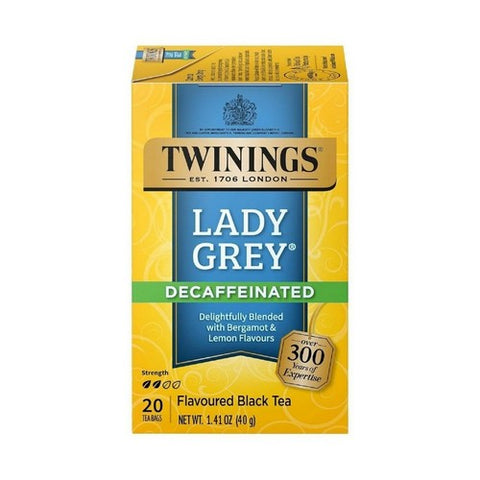 Twinings Tea, Decaffeinated Lady Grey Black Tea, 20 Bags (Case of 6)