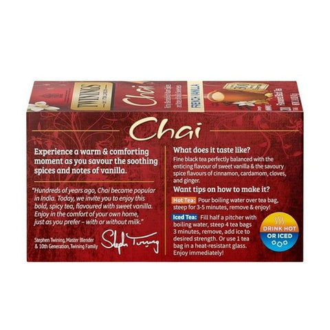 Twinings Tea, French Vanilla Chai Tea, 20 Bags (Case of 6)