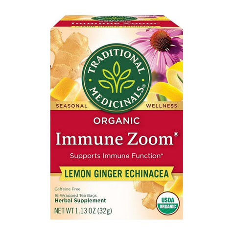Traditional Medicinals, Organic Immune Zoom Lemon Ginger Tea, 16 Bags (Case of 6)