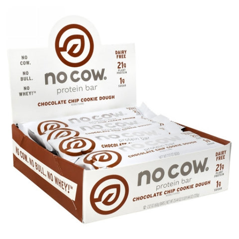 No Cow Bar, No Cow Protein Bar Chocolate Chip Cookie Dough, 12 Count