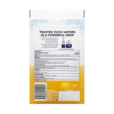 Crest, Vicks VapoCool Severe Menthol Oral Anesthetic Drops Honey Lemon Chill, 18 Count