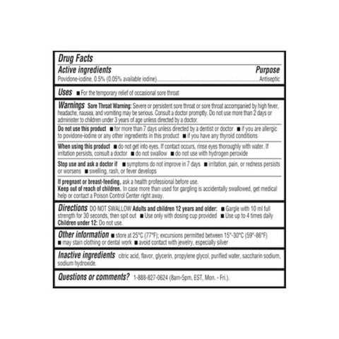 Betadine, Antiseptic Sore Throat Gargle Mint, 8 Oz
