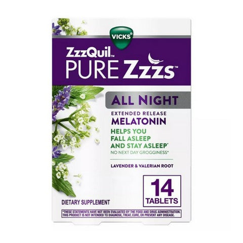 Crest, Vicks ZzzQuil Pure Zzzs All Night Tablets, 14 Tabs
