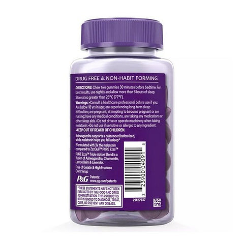Crest, ZzzQuil Pure Zzzs Triple Action Melatonin and Ashwagandha Gummies, 42 Count
