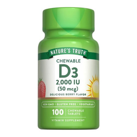 Nature's Truth, D3 Chewable Tablets Natural Berry Flavor, 100 Chews