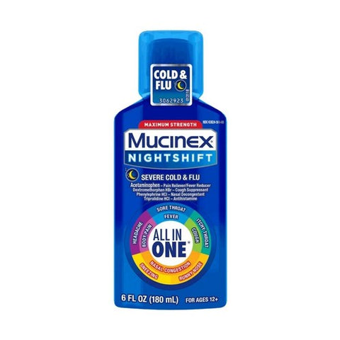 Mucinex, Nightshift Severe Cold & Flu Liquid, 6 Oz