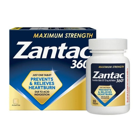 Gold Bond, Zantac 360 Acid Reducer Tablets Maximum Strength, 20 mg, 25 Count