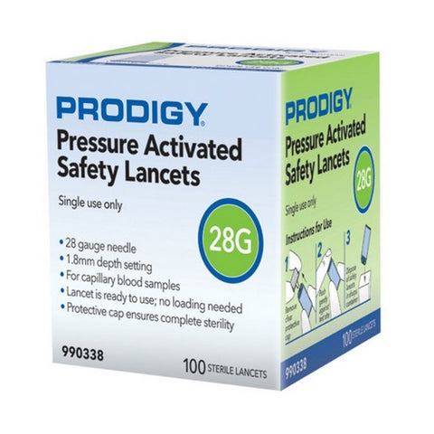 Prodigy, Pressure Activated Safety Lancets, 100 Count