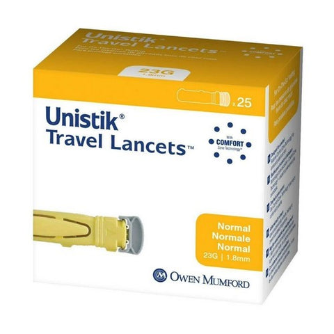 Unistik 3, Travel Lancets Normal 23 Gauge, 25 Count