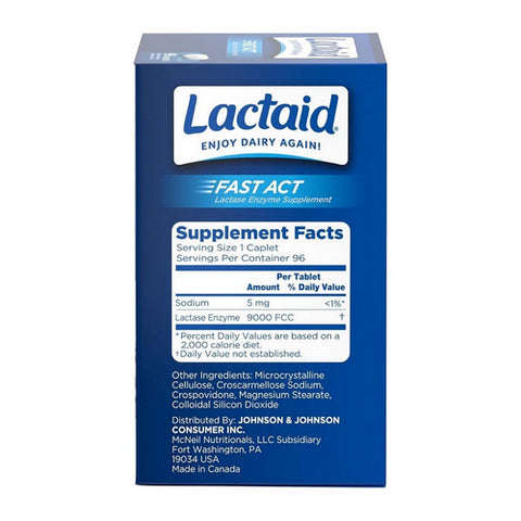 Neutrogena, Lactaid Fast Act Lactase Enzyme Supplement, 96 Caplets