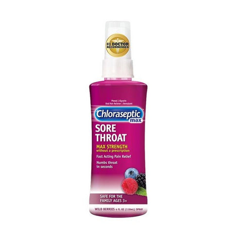 Chloraseptic, Max Sore Throat Spray Wild Berries, 4 Oz