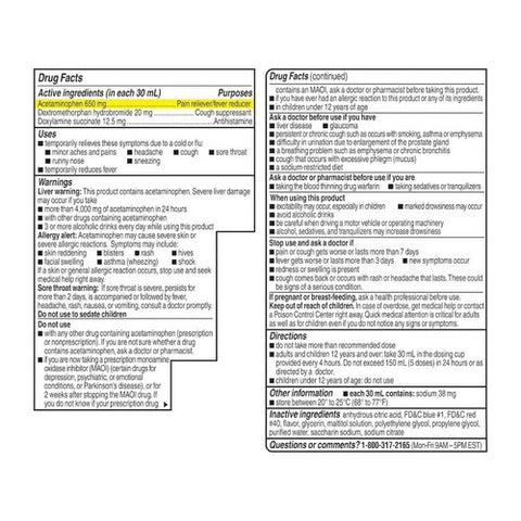Coricidin Hbp, Nighttime Cold & Flu Liquid Maximum Strength Cherry Flavor, 12 Oz