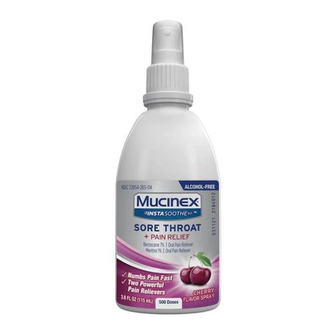 Mucinex, Instasoothe Sore Throat & Pain Cherry Spray, 3.8 Oz