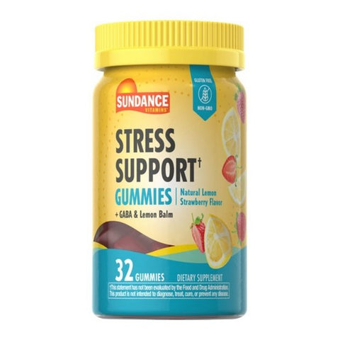 Sundance, Vitamins Stress Support Gummies + GABA and Lemon Balm Gummies Natural Lemon Strawberry, 32 Gummies