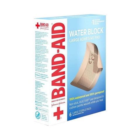 Band-Aid, Water Block Flex Large Adhesive Pad, 6 Count