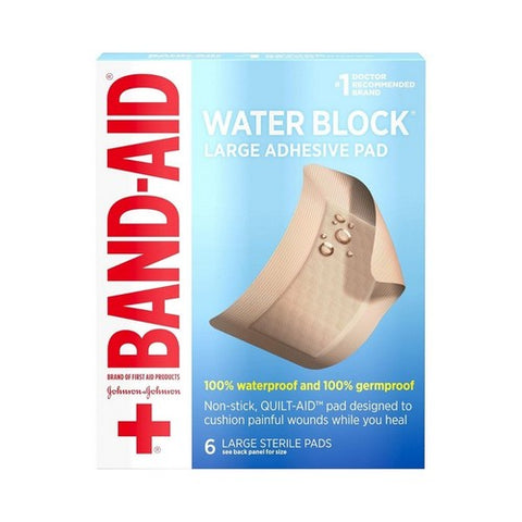 Band-Aid, Water Block Flex Large Adhesive Pad, 6 Count