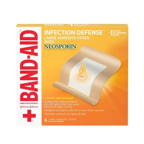 Band-Aid, Infection Defense Large Adhesive Cover With Neosporin, 6 Count