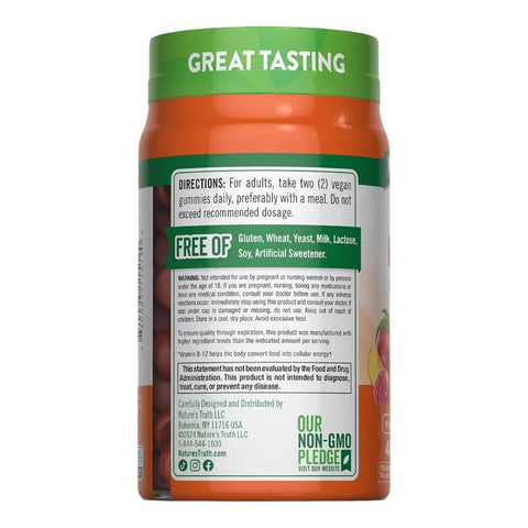 Nature's Truth, B-Energized + B Vitamins, L-Carnitine, Ashwagandha Gummies Natural Grape Peach Flavor, 48 Gummmies